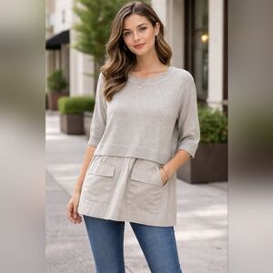 Peace of Cloth by Jaime Heather Gray Two-fer Pocket Tunic -SZM